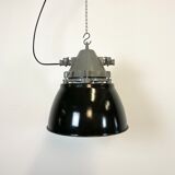 Dark grey explosion proof lamp with black enameled shade, 1970s