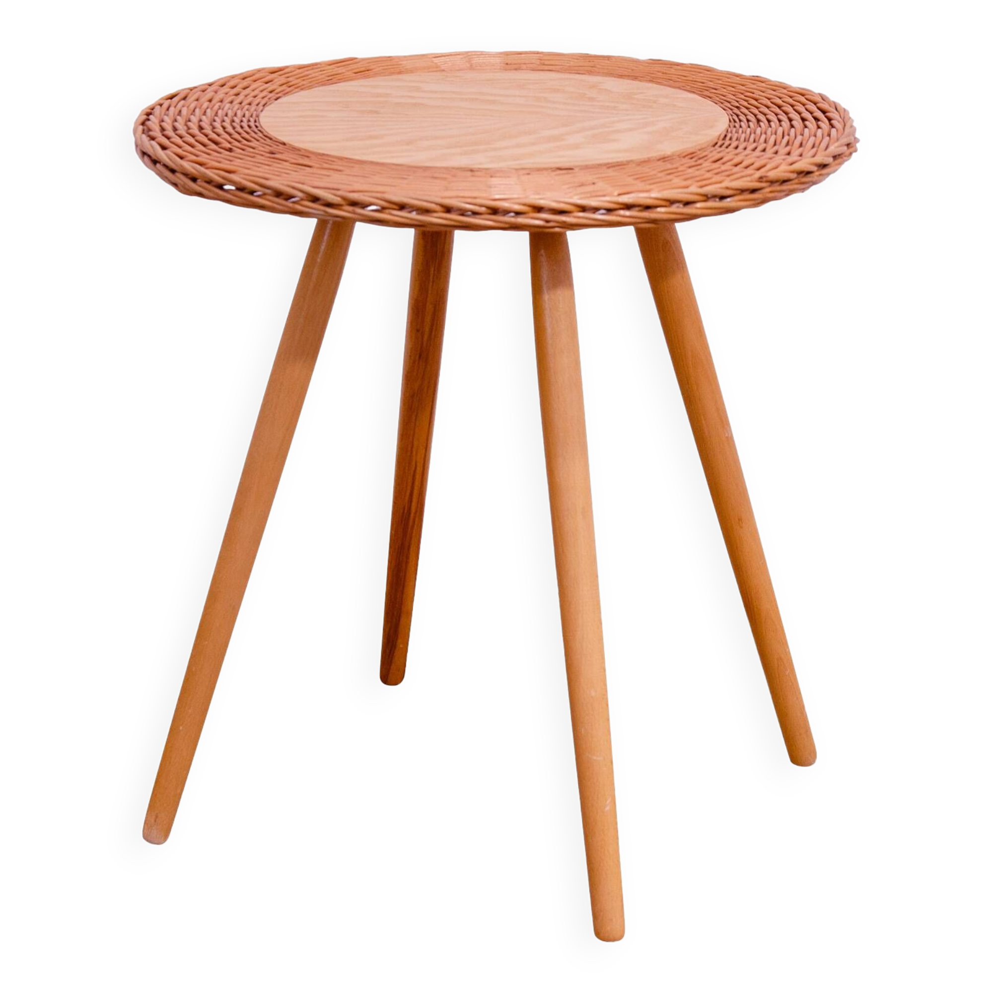 Mid century rattan coffe table by Jan Kalous for ÚLUV, 1960´s, Czechoslovakia