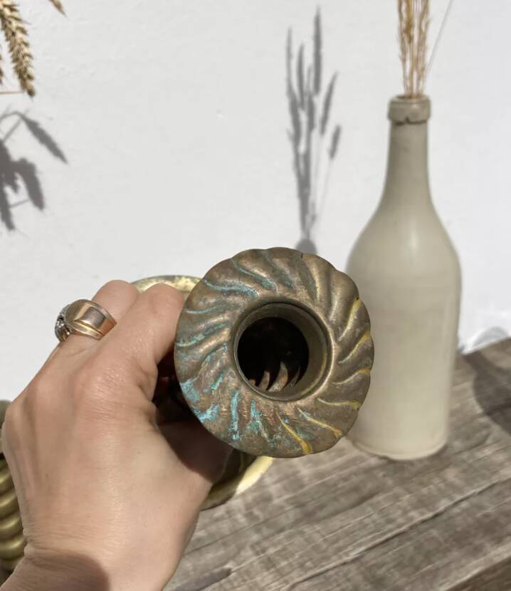 Berber candle holder in gilded brass