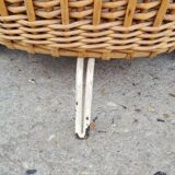 Vintage wicker log basket on vintage wheels
