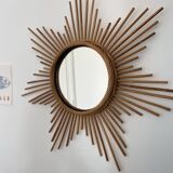 Vintage rattan sun mirror
