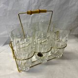 Set of 6 lemonade glasses with brass support