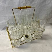 Set of 6 lemonade glasses with brass support