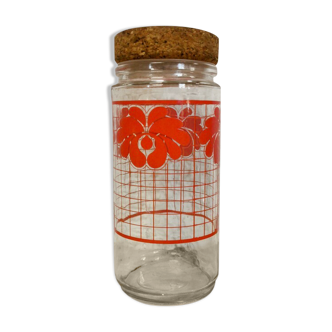 Vintage jar pattern tiles and red flowers