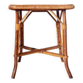 Vintage rattan stool or side table – 1960s Riviera style