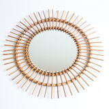 Rattan sunburst mirror 70cm, 1950