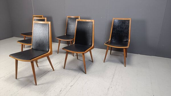 Chaises de salle à manger italiennes du milieu du siècle, lot de 6 - années 1950