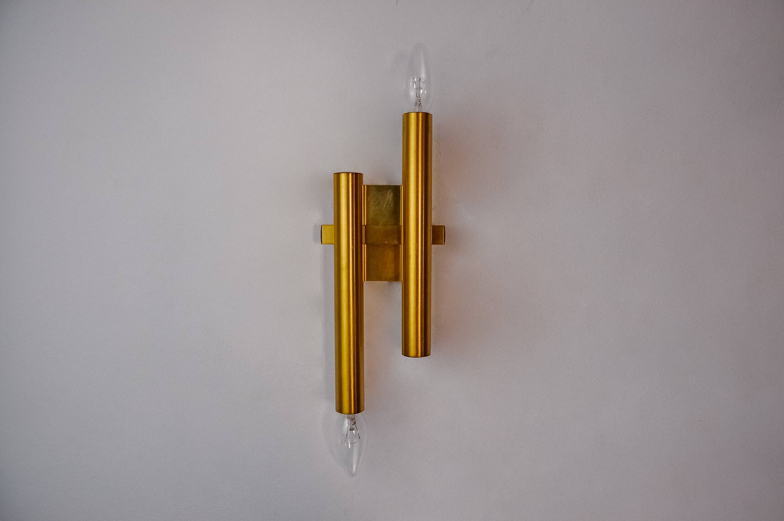 Tubular wall lamp by Maison Sciolari, 2 lights, Italy, 1970
