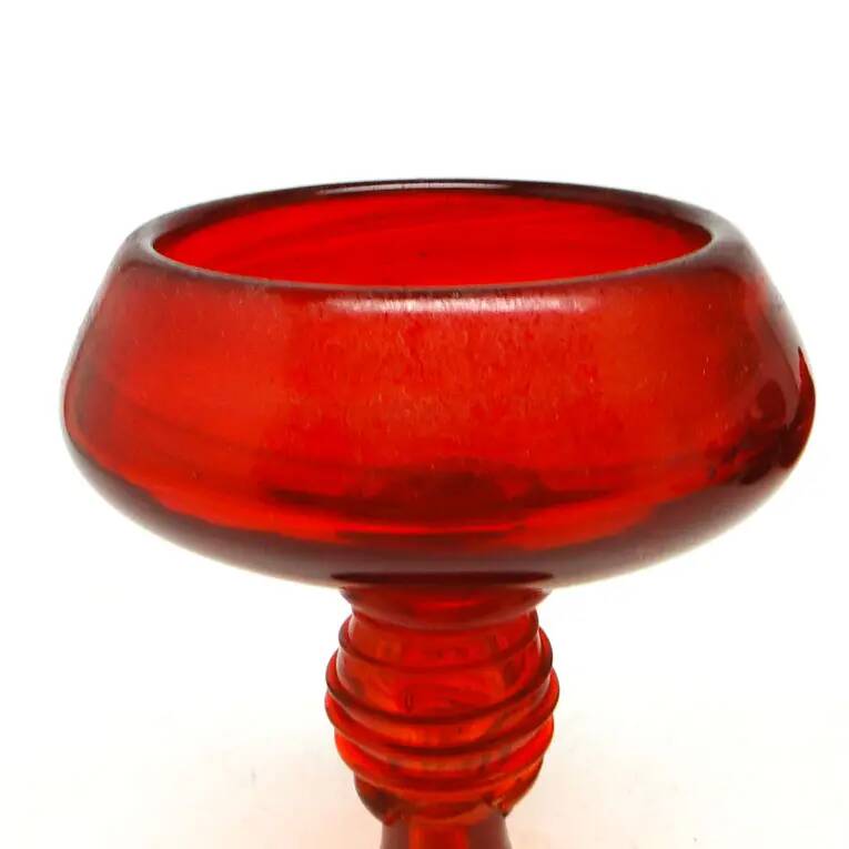 Vase, modernism, red glass, designed by J. Słuczan-Orkusz, Poland, 1970s