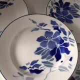 Ensemble assiettes à desserts Faïence de Longchamp Terre de fer fleurs