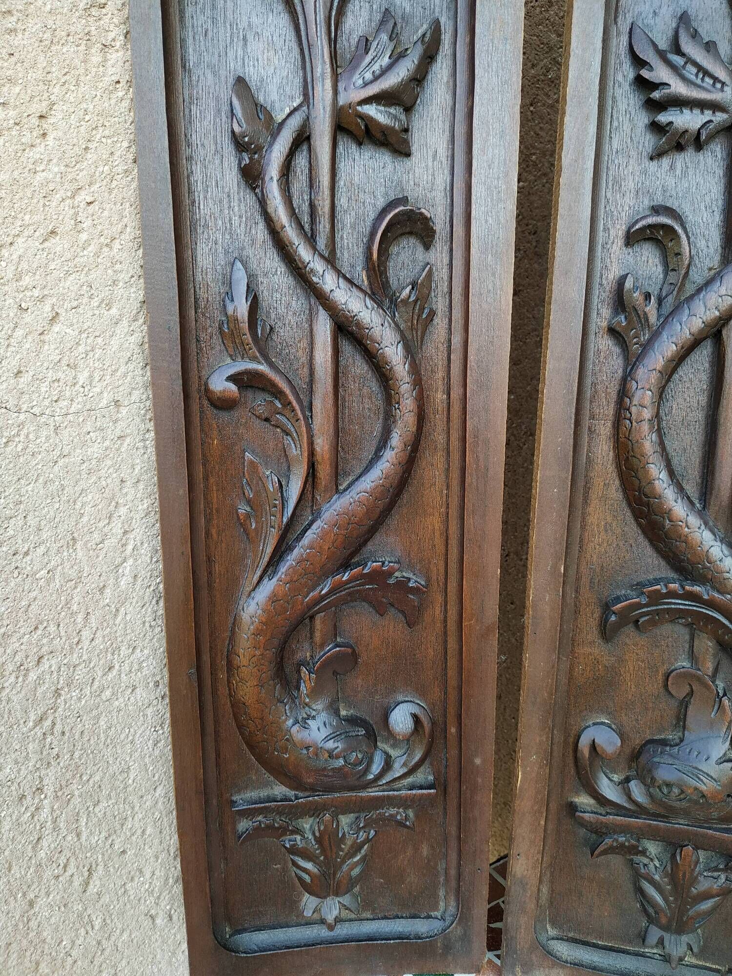 Pair of decorative panels carved wood Renaissance decoration