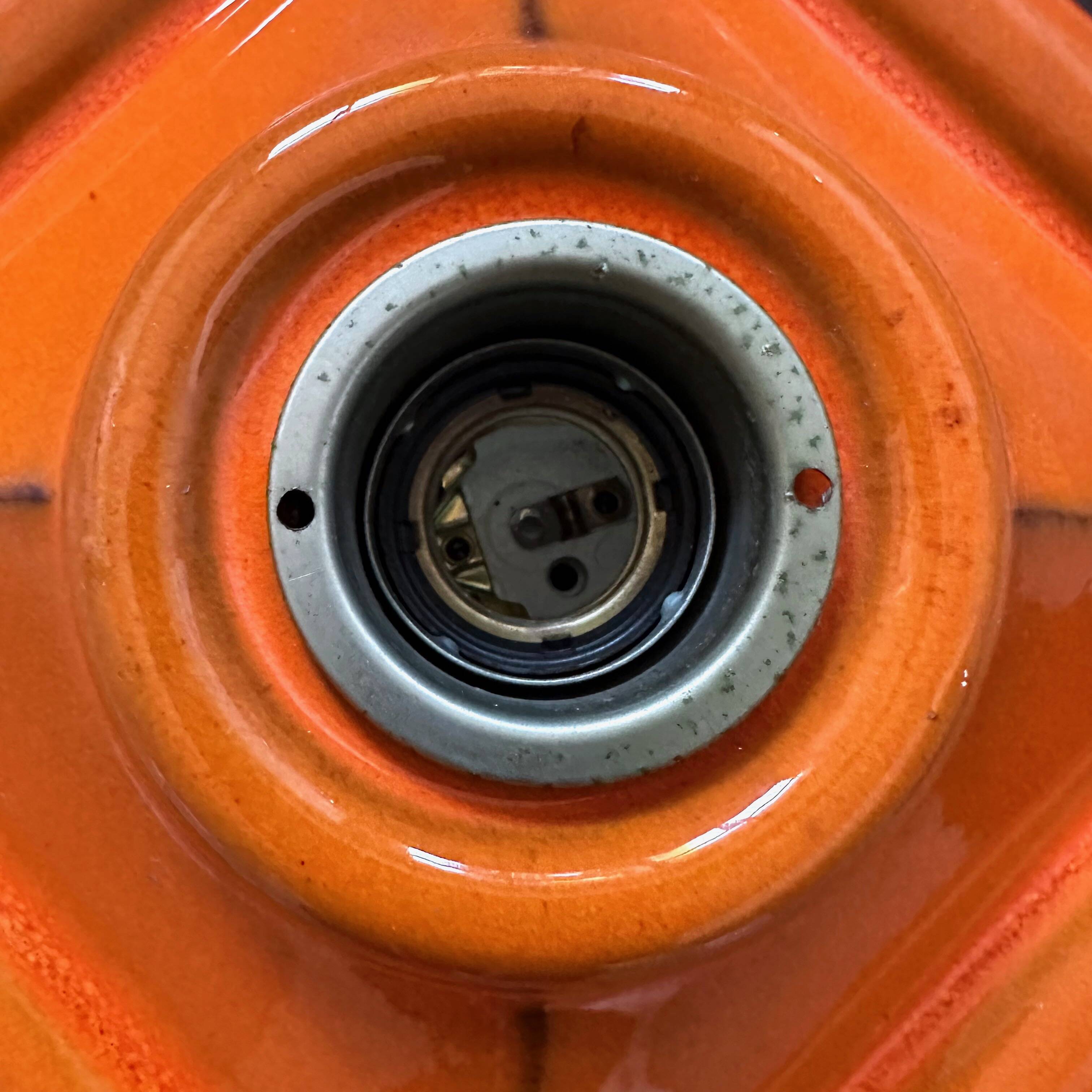 Vintage wall lamp PAN ceramic, 70's wall lamp orange, Pop Art