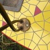 Ceramic mosaic coffee table with planter and light fixture 2 arms 60s