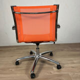 Designer office chair - Orange mesh and chrome base