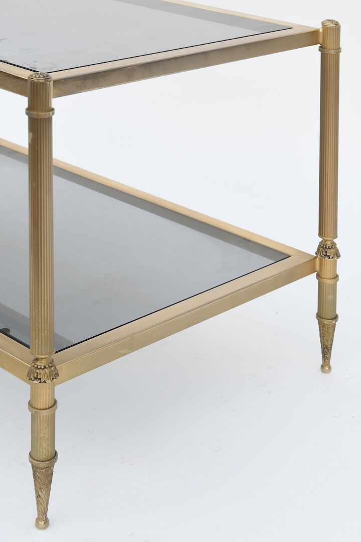 Gold brass and glass coffee table