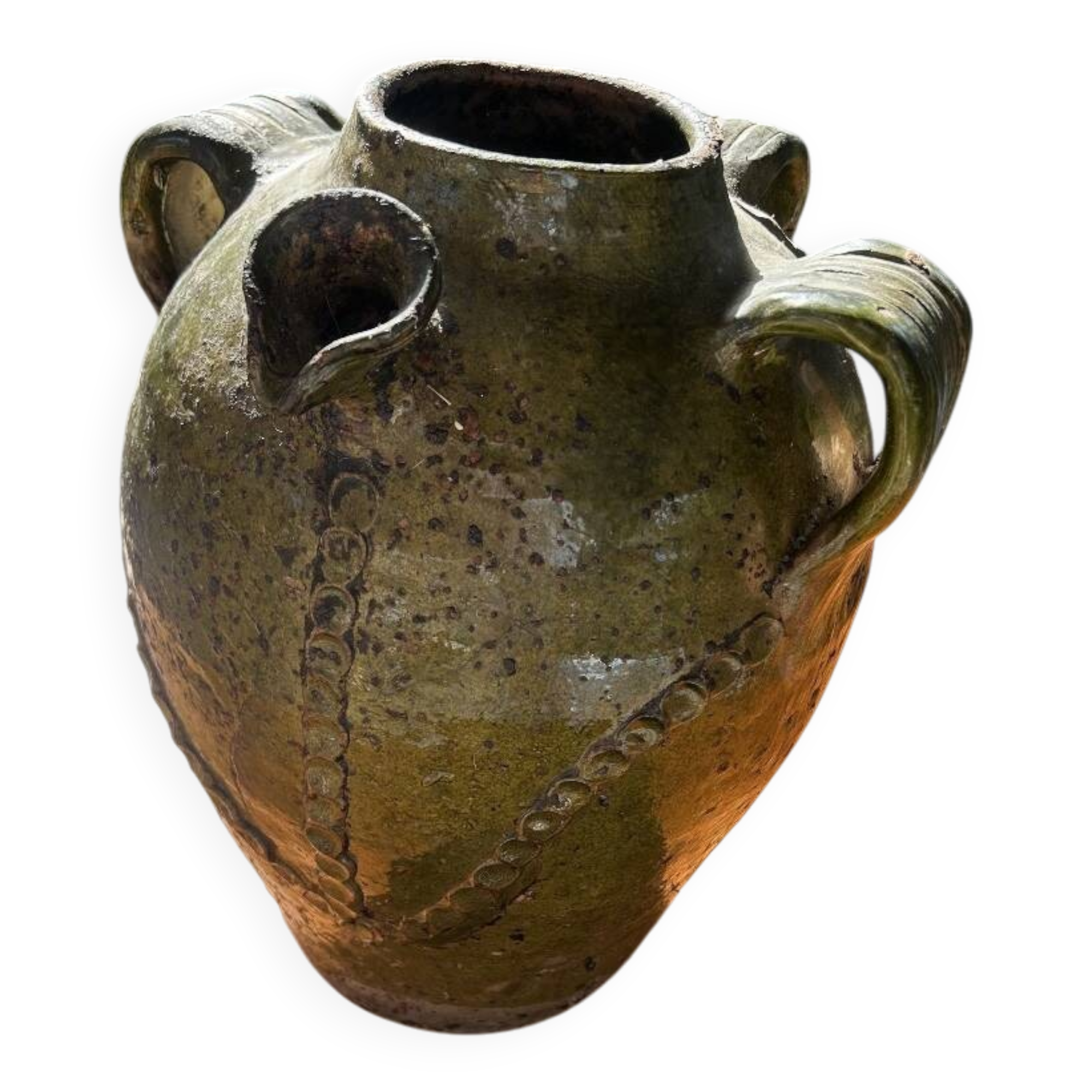 Glazed earthenware oil jug, Beauronne