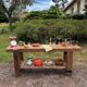 Restored old carpenter's workbench – Console / side table in solid wood
