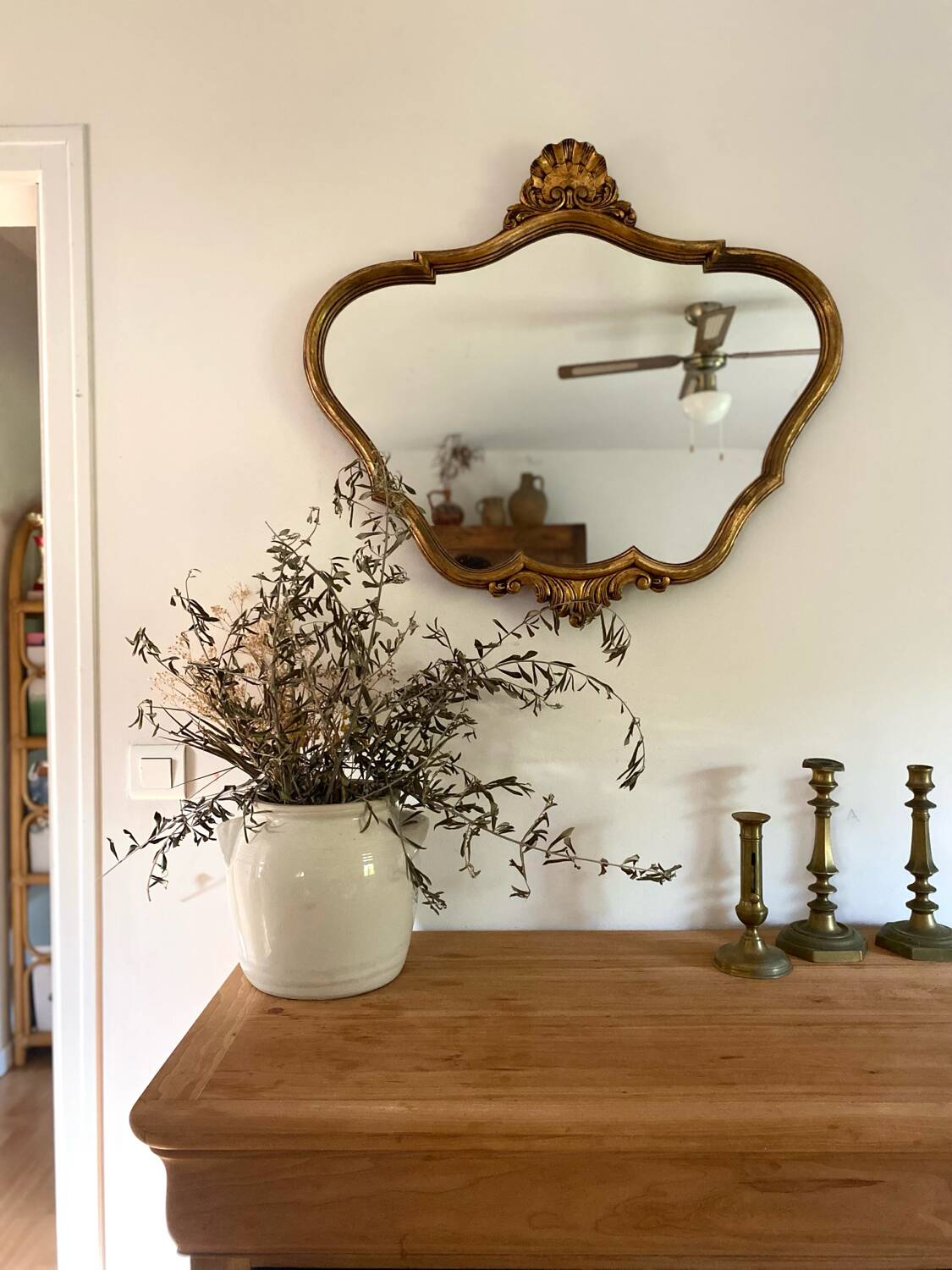 Antique Baroque Shell Mirror