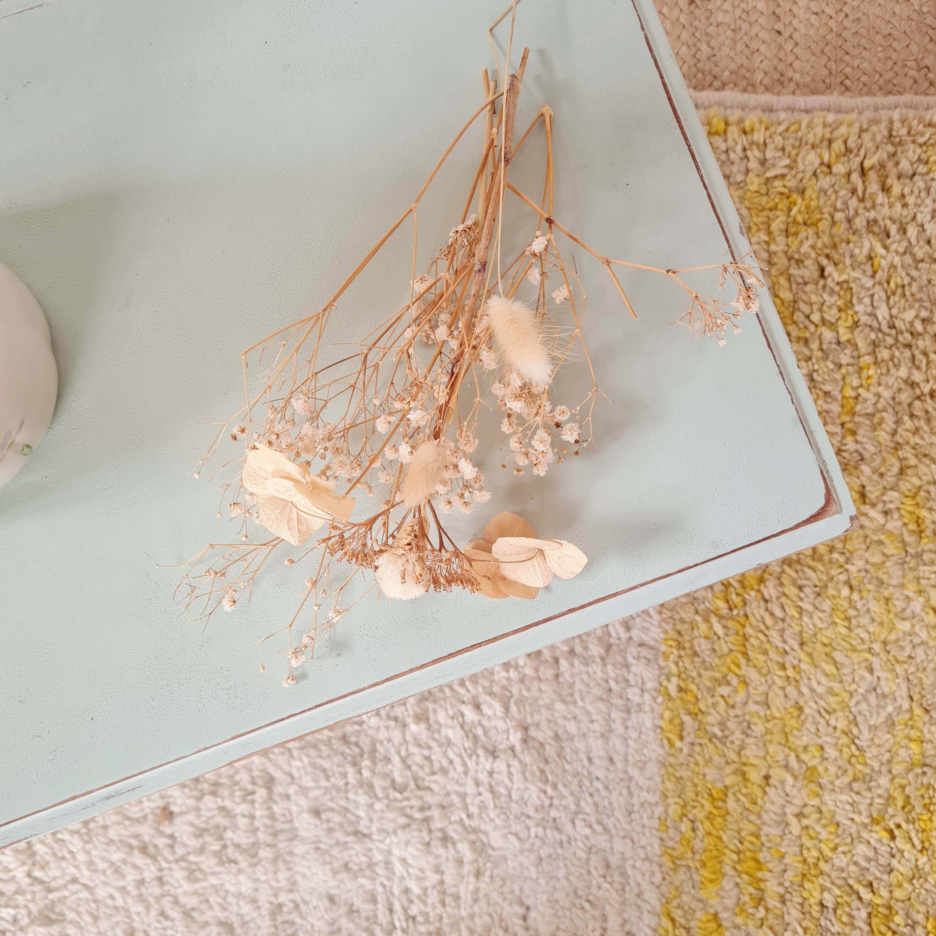 Antique table - patinated light green side table