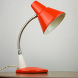 Adjustable Desk Lamp in Orange Painted Metal and Chrome-Plated Spiral Arm, 1970s
