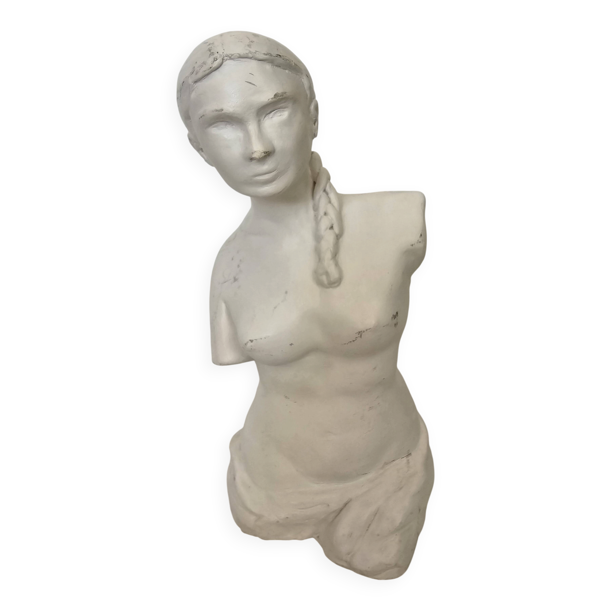Sculpture plaster statue in the academic style representing the Venus de Milo Signed Dom