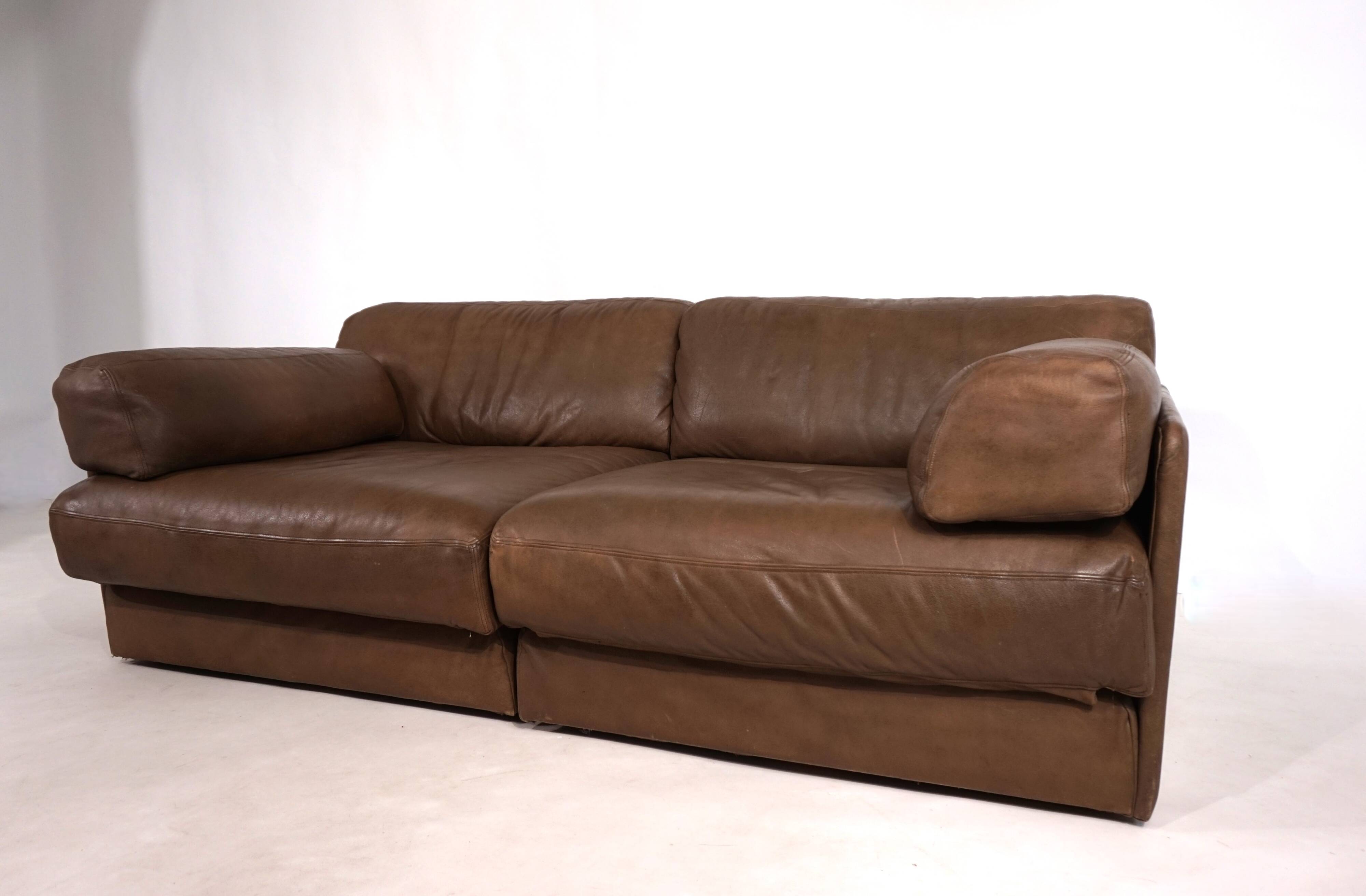 De Sede DS-76 leather double sofa bed, 1970