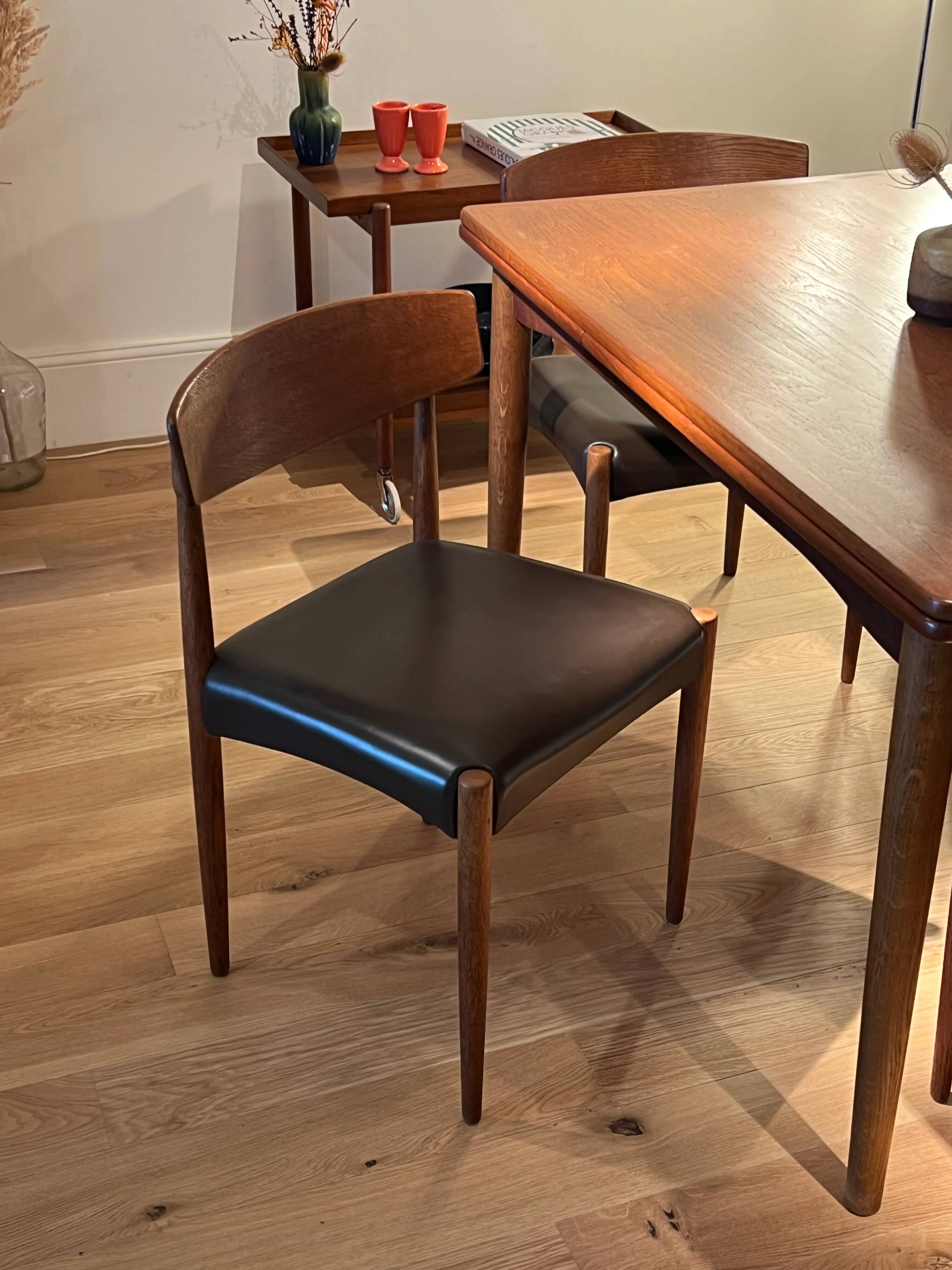Set of 4 vintage Scandinavian "Huldra" oak chairs