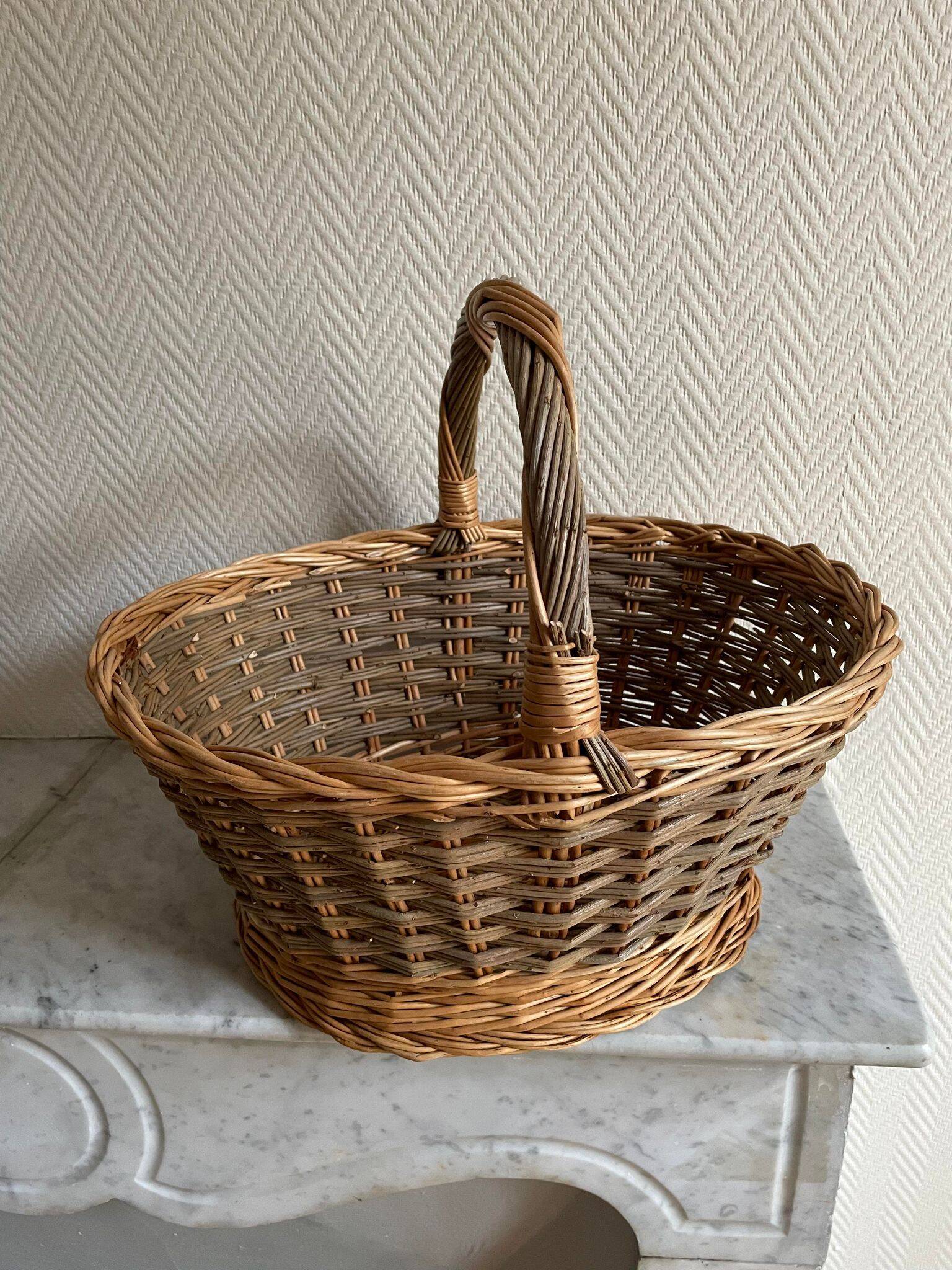 Panier osier gris vert