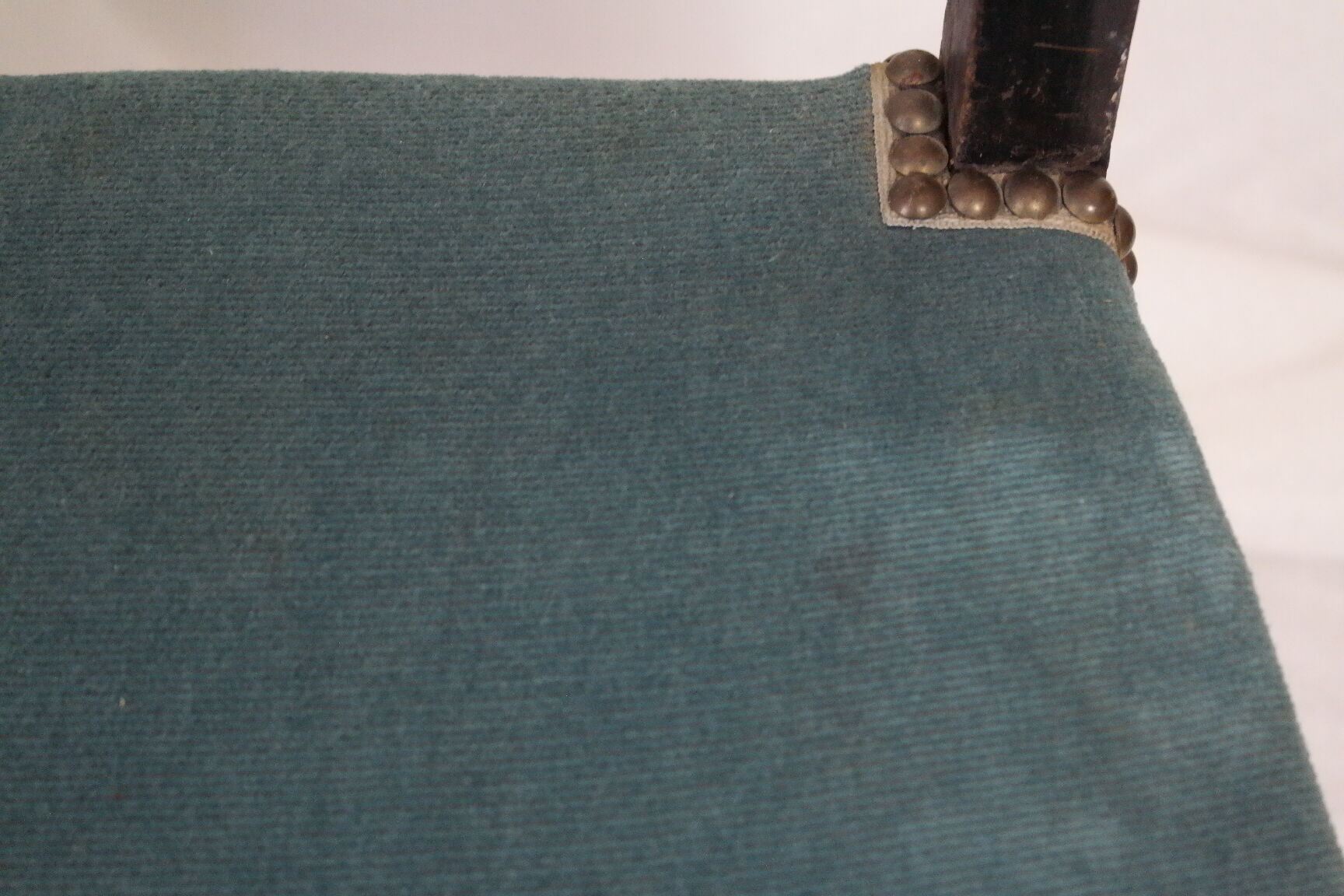 Chair prie-dieu style Napoleon III blackened wood openwork velvet blue