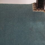 Chair prie-dieu style Napoleon III blackened wood openwork velvet blue