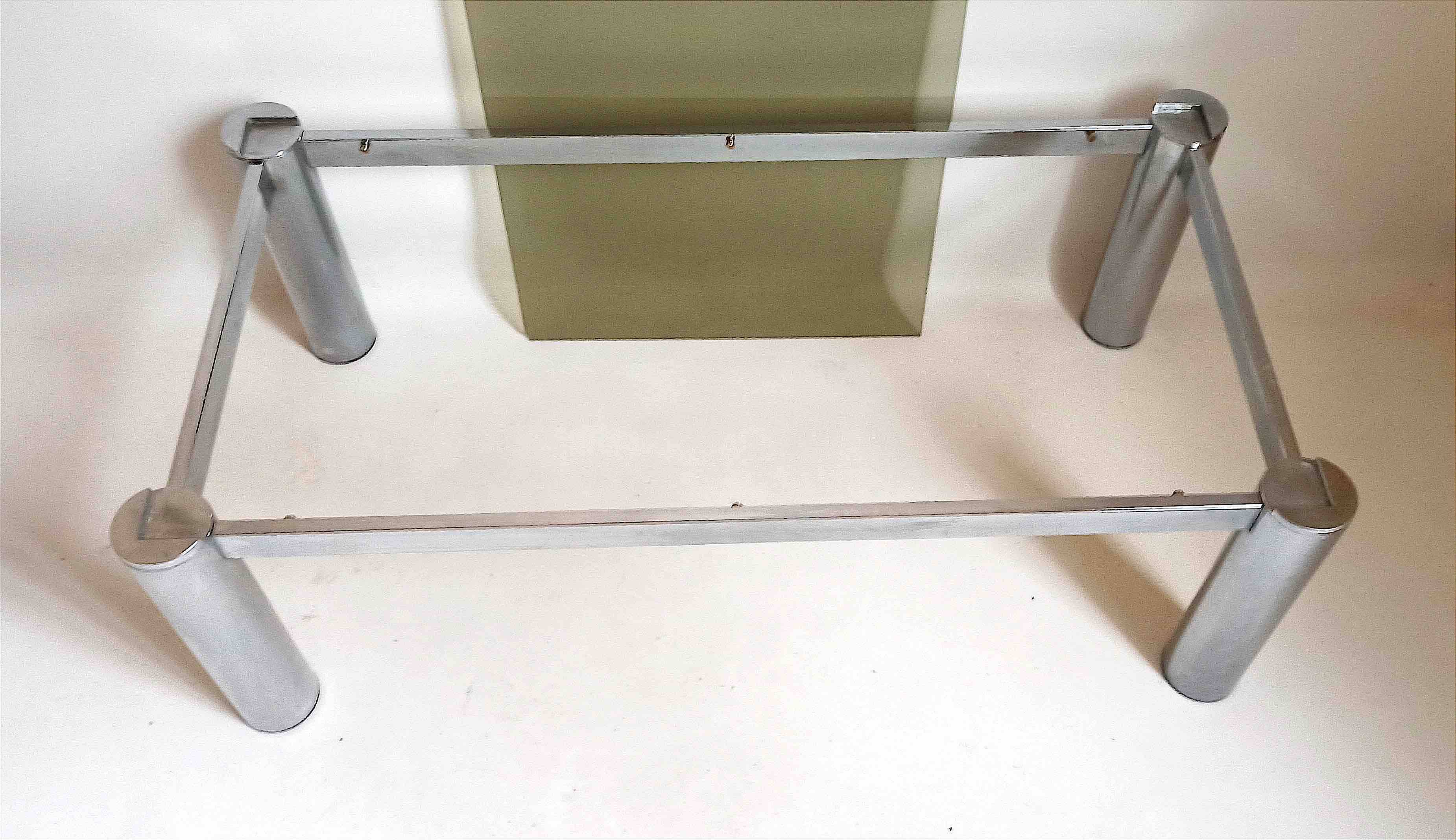 Rectangular coffee table 70s chrome and smoked glass 105 x 55.1 x 35.5 cm height