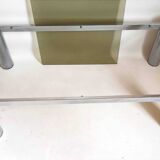 Rectangular coffee table 70s chrome and smoked glass 105 x 55.1 x 35.5 cm height