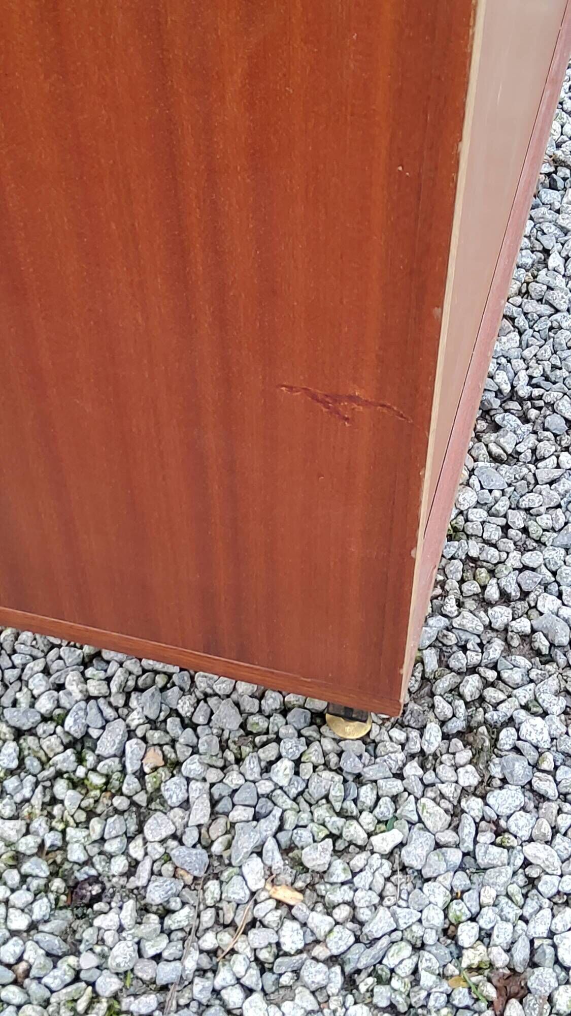 Pair of vintage mahogany sideboards with square metal legs from the 60s