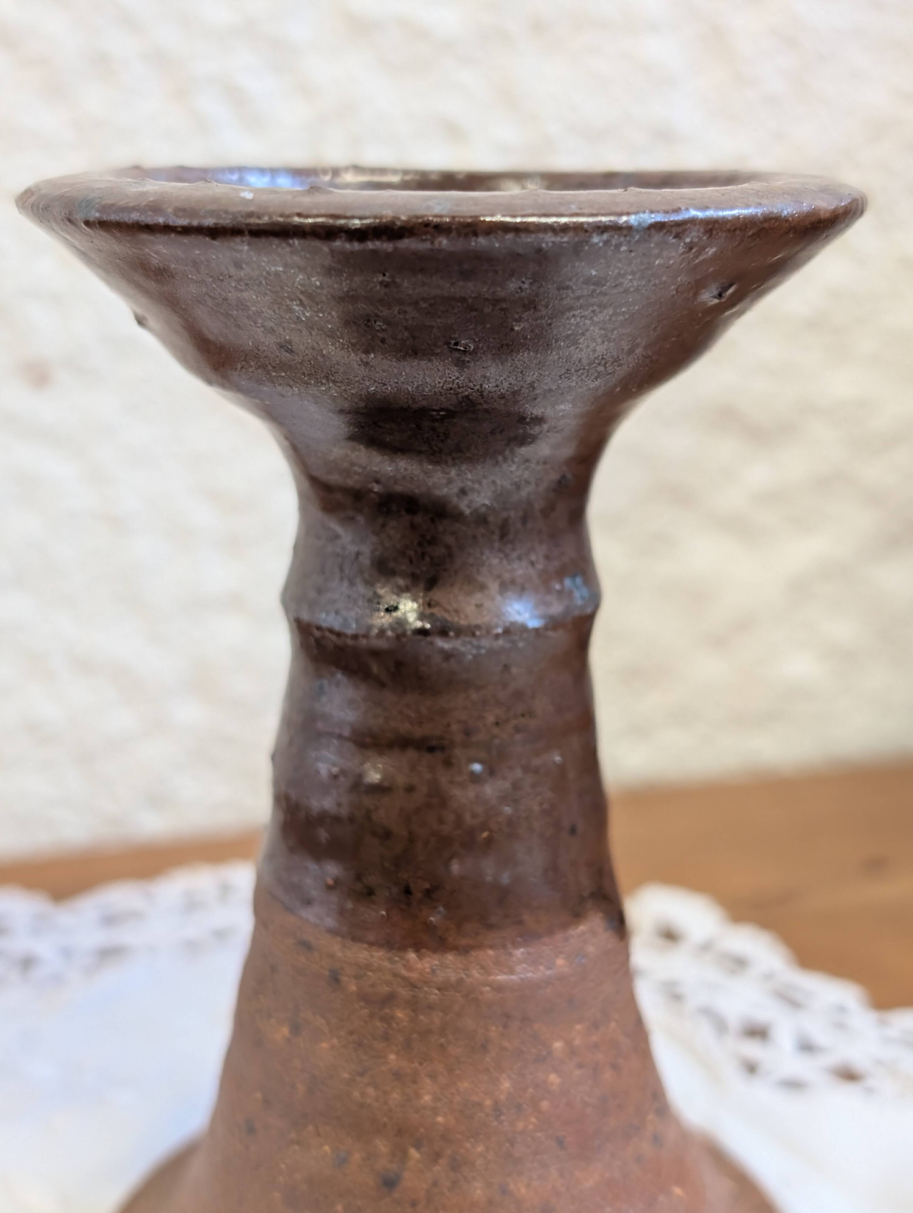 Vintage stoneware candlestick