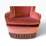 Ensemble de 2 fauteuils/sièges vintage rose poudré à franges