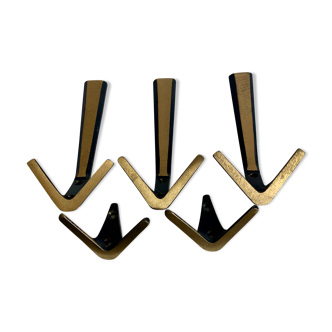 Brass wall hooks from Herta Baller, set of 5