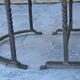 Unusual modular coffee table in oak and wrought iron.