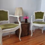 Pair of patinated armchairs