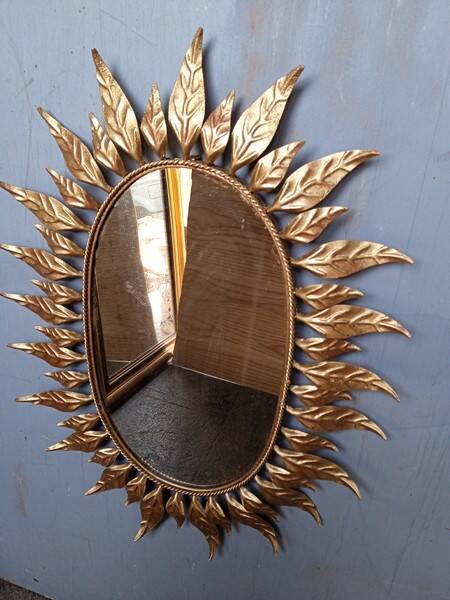 Sun mirror 75 cm gold metal period 1950