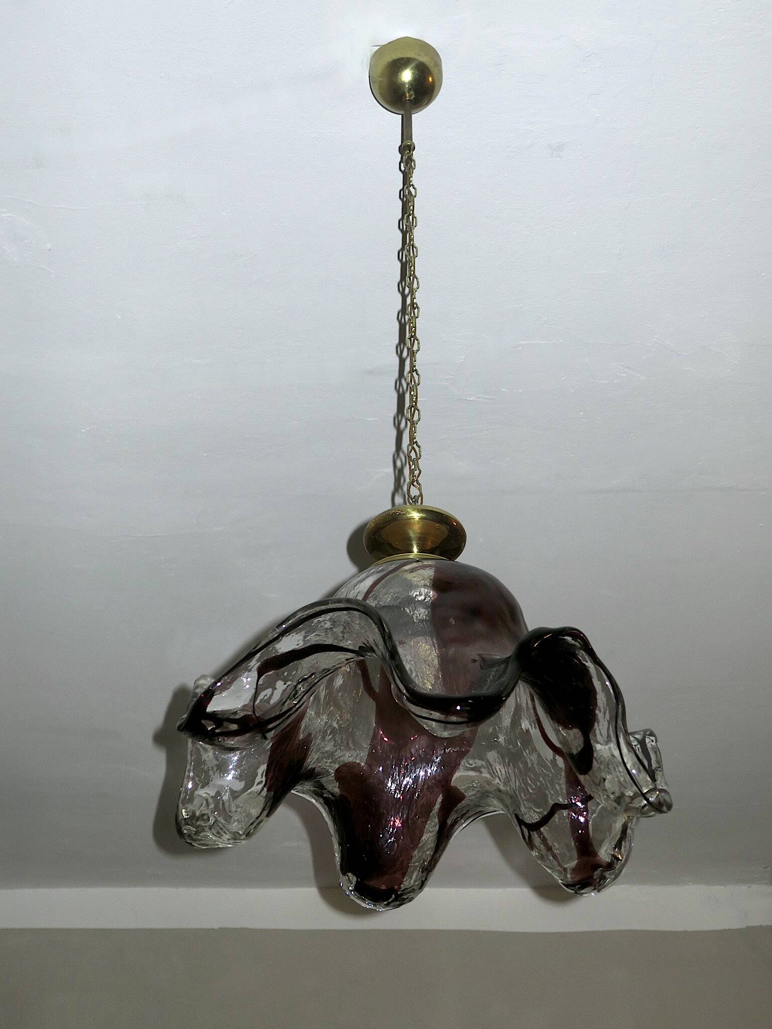 Large art glass pendant light, Pertti Santalahti for Humppila, Norway 1960s