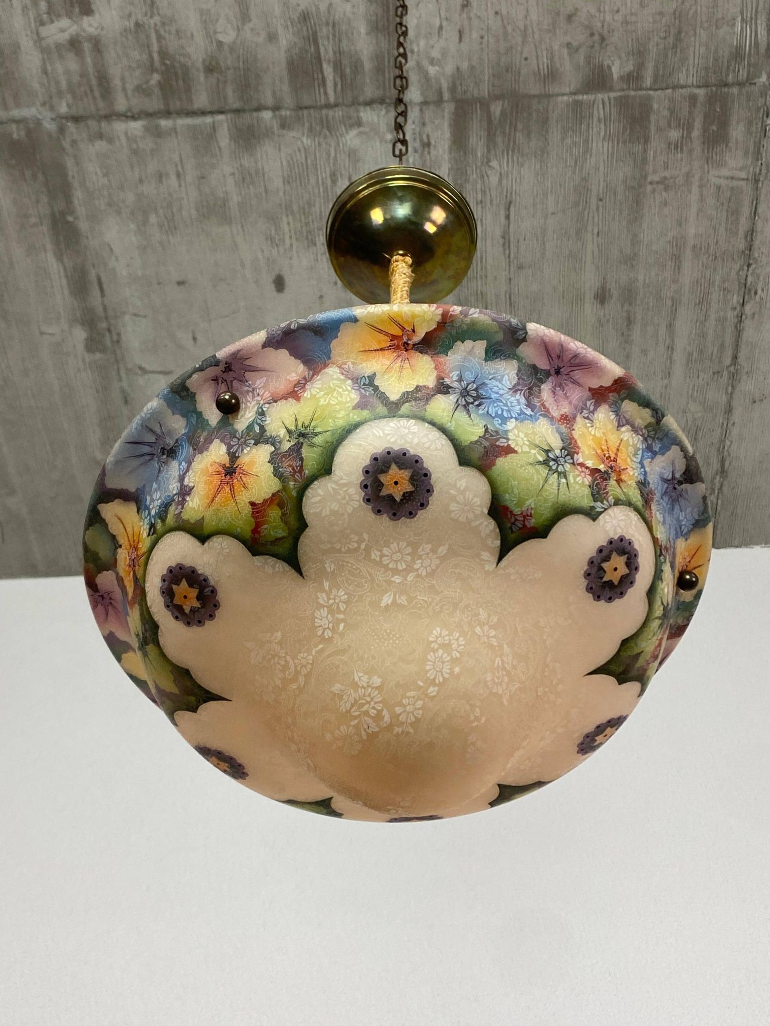 Lampe en verre peinte à la main Art Nouveau