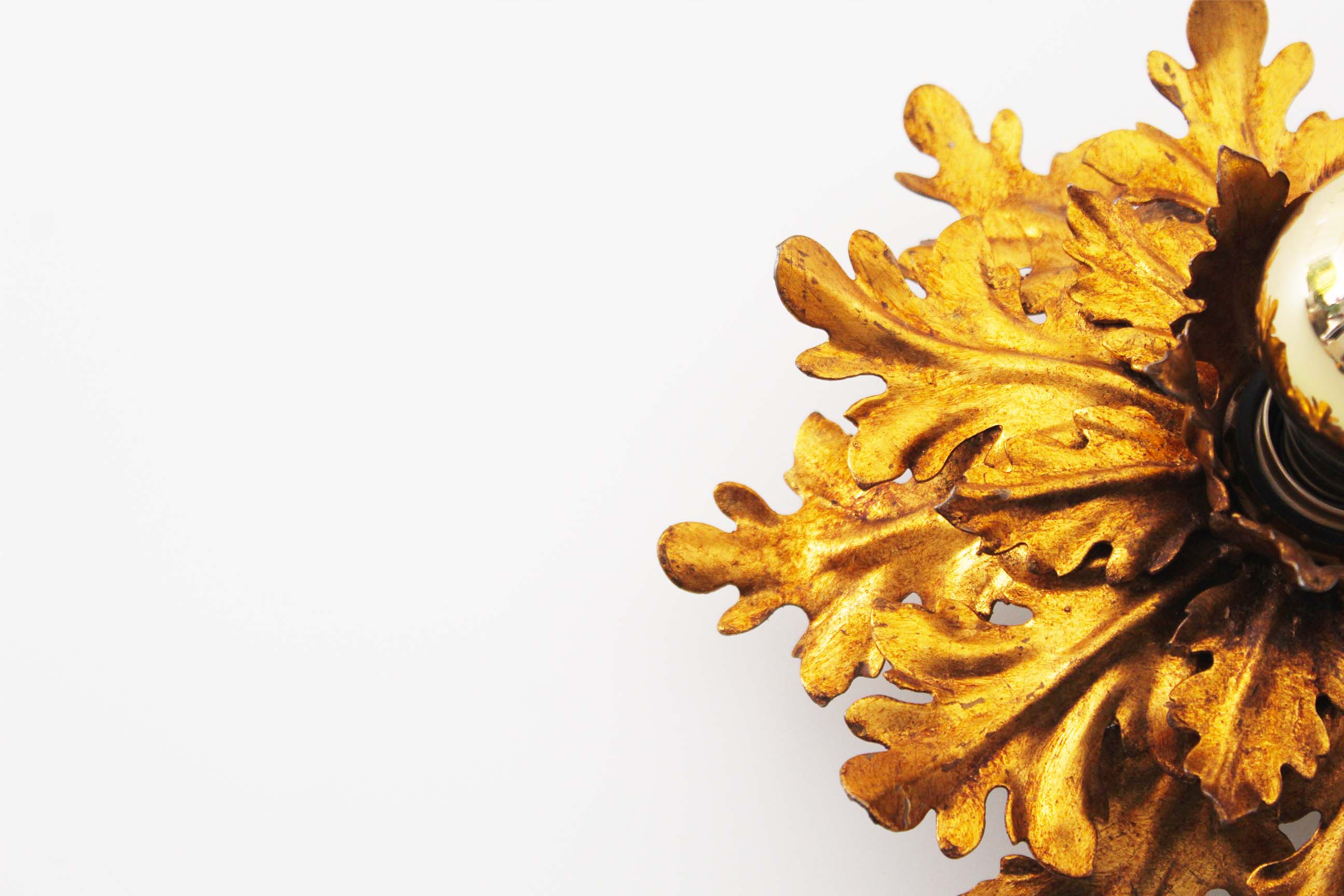 1960's Gilt 'Florentine' Ceiling of wall light by Banci Firenze