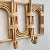 Patère coat holder in vintage can rattan canning bohemian rainbow