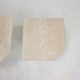 Set de 3 tables basses ou d’appoint en travertin italien, années 1980