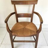Wood and straw armchair from the 70s