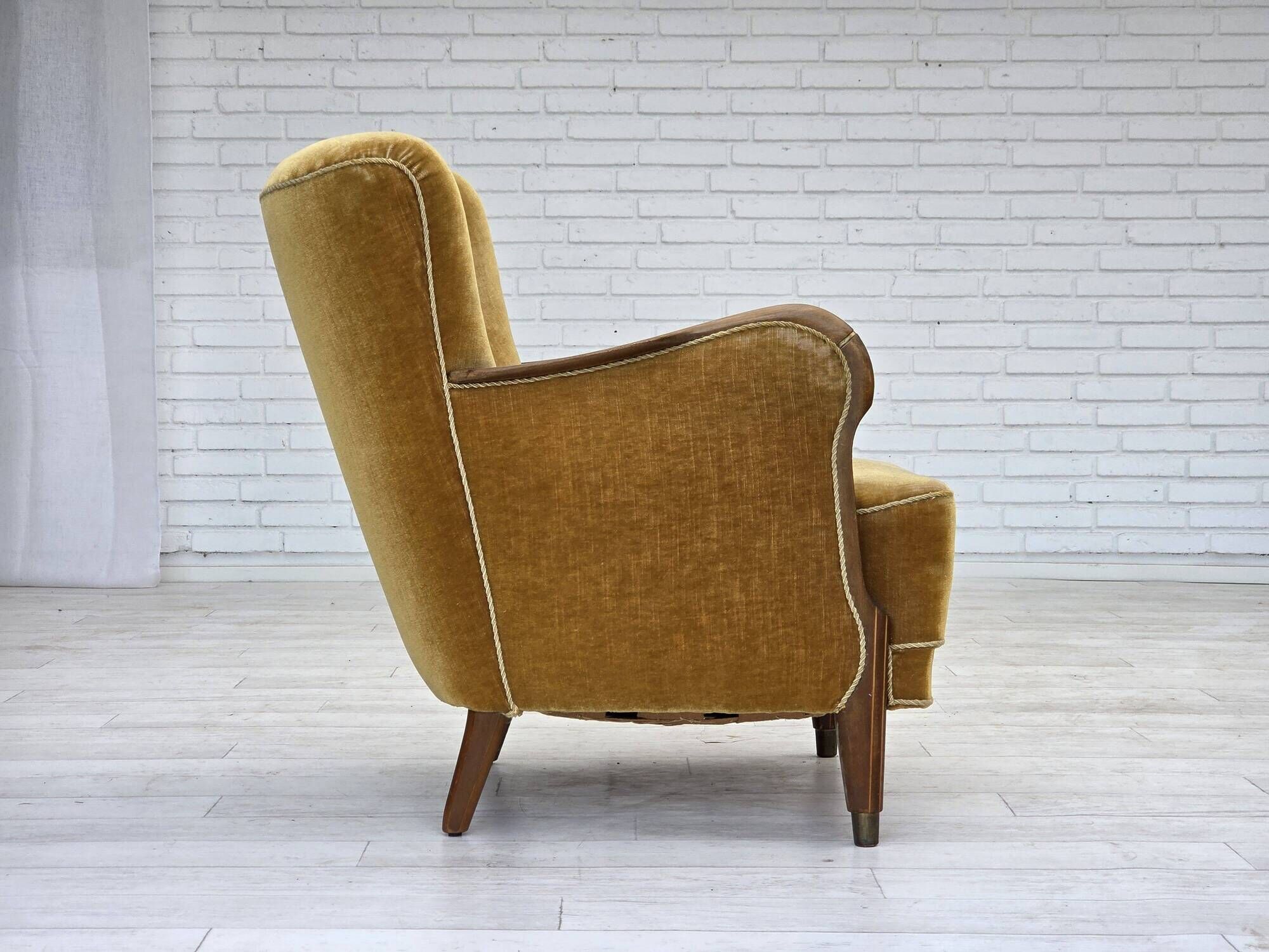 1960s, Danish armchair, furniture velour, beech wood, original.