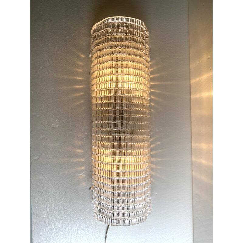 Contemporary Clear Diamonded Rectangular Murano Glass Wall Sconce