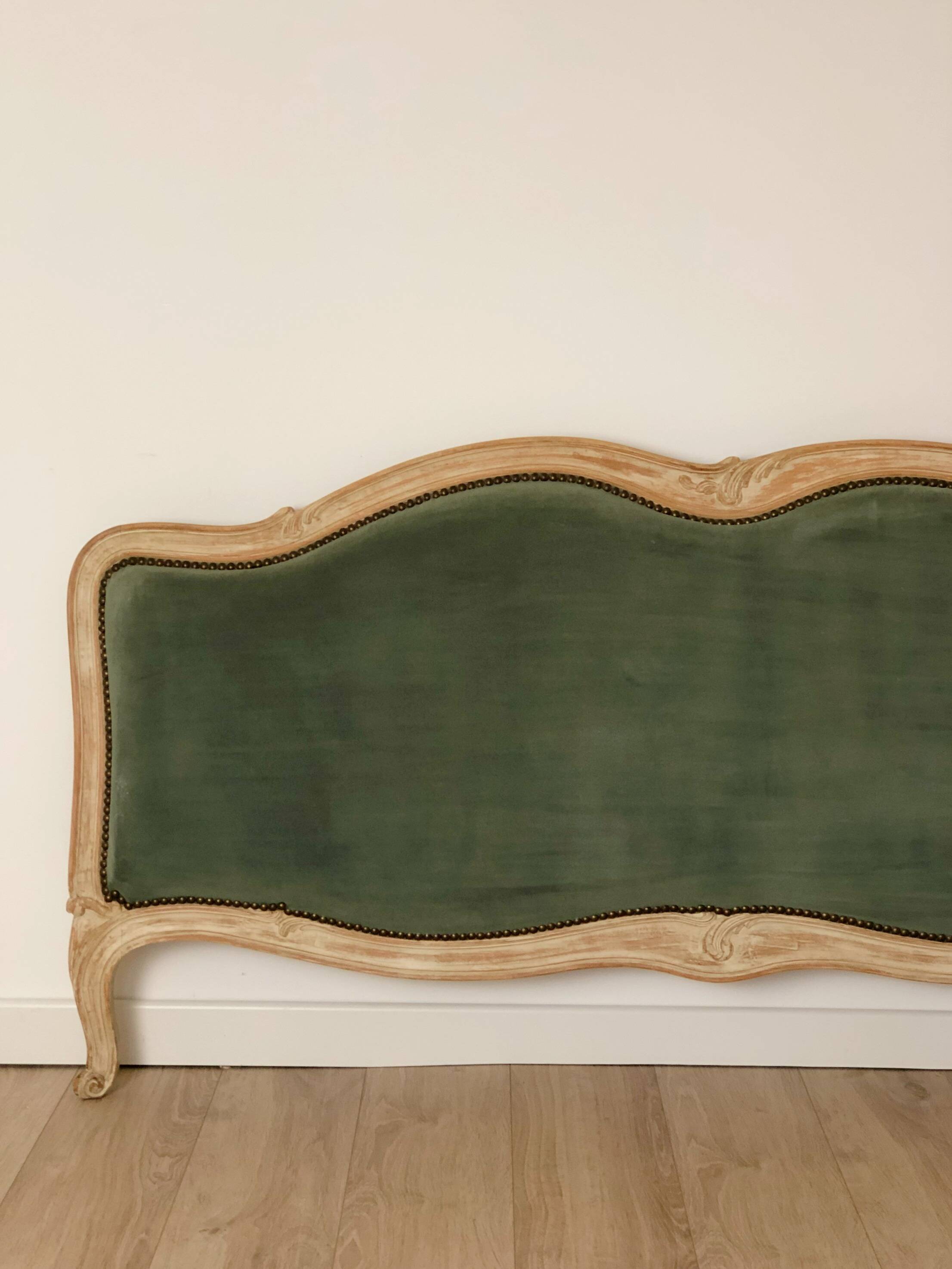 Small headboard, Louis XV style, clay green and wood