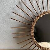Vintage rattan sun mirror