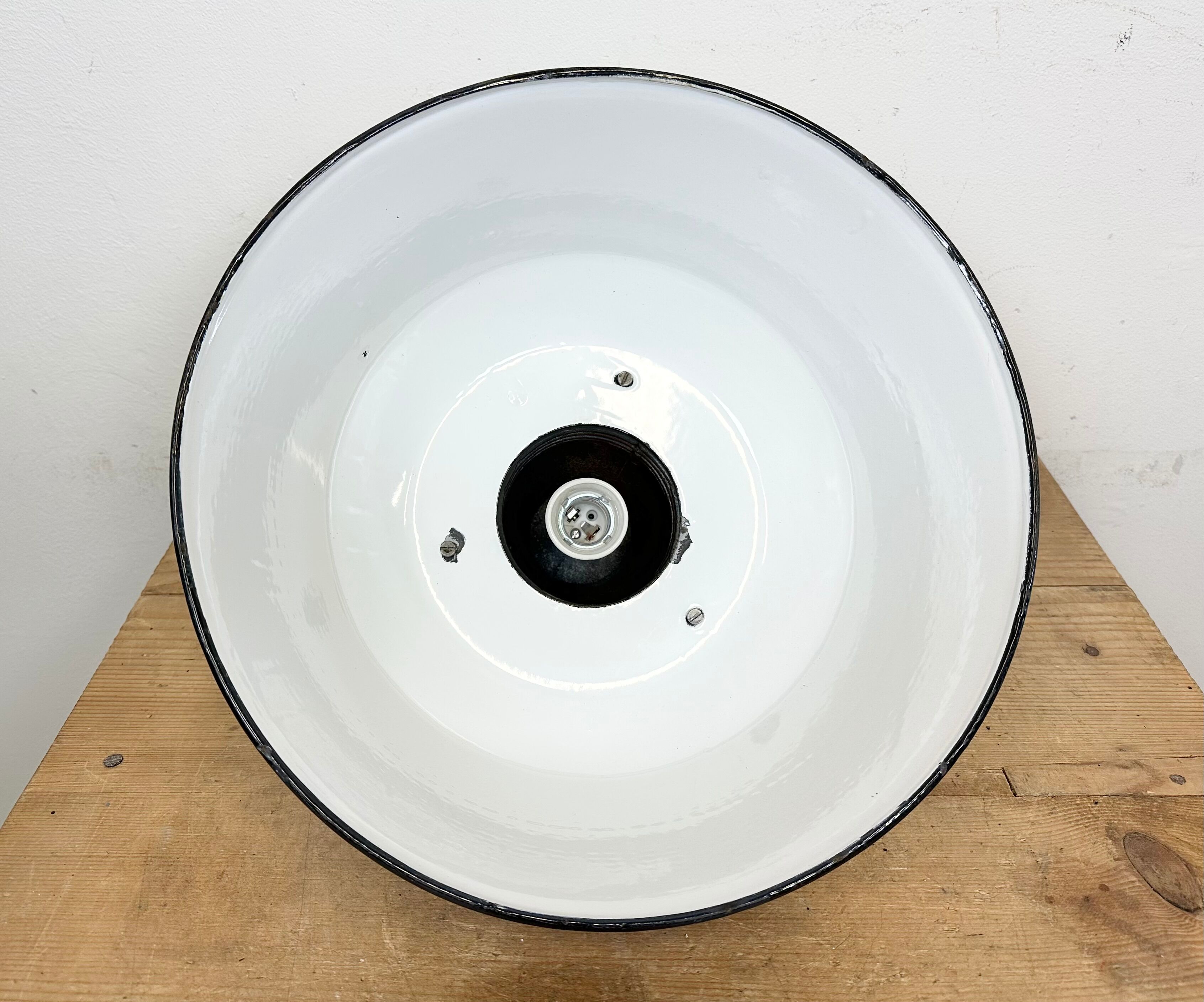 Enamel and cast iron industrial pendant light 1960s